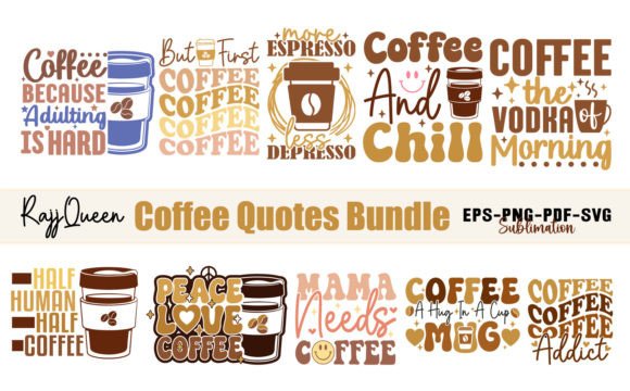 Retro Coffee Quote SVG Design Bundle: Graphics for Crafts